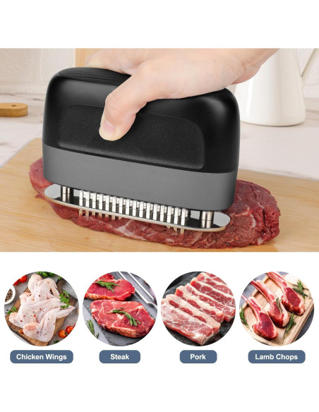 Aplanadora de Carne Hogance de Acero Inoxidable 48 Cuchillas Aplanadora de Carne Hogance de Acero Inoxidable 48 Cuchillas