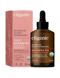 Aceite de Moringa Orgánico Cliganic 29.57 ml Puro para Piel y Cabello