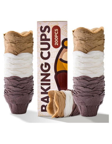 Forros para Cupcakes Tulipán de Loto Katbite 200pcs - Antiadherentes y Resistentes al Calor