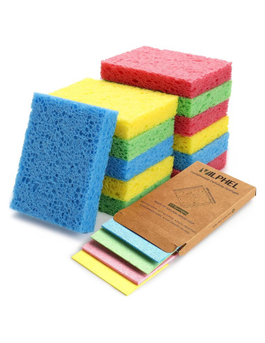 Paquete de 12 Esponjas Biodegradables Vilphel 18x Super Absorbentes
