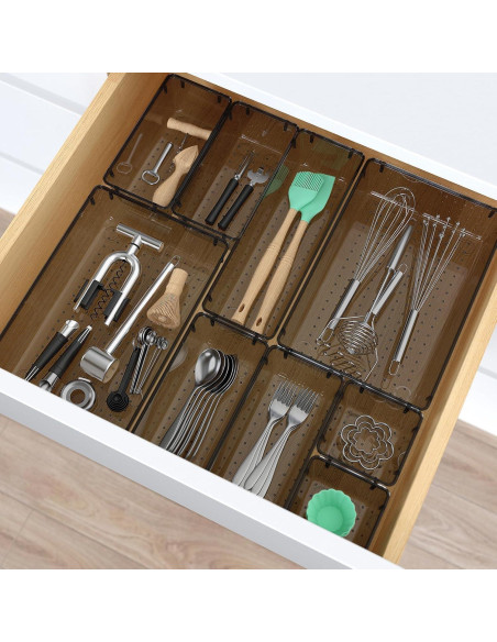 Juego de 7 organizadores de cajones StorMiracle, negro Juego de 7 organizadores de cajones StorMiracle, negro