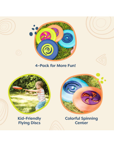 Set de 4 Discos Voladores B. Toys - Coloridos para Niños 4+
