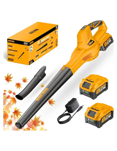 Soplador de hojas inalámbrico Alloyman 40V, 130CFM, 2 baterías