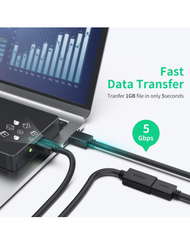 Cable de Extensión USB 3.0 VCZHS Tech 0.30m, Alta Velocidad