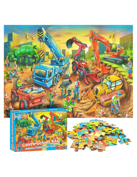 Rompecabezas de Piso OSBOO 60 Piezas Sitio de Construcción 3-10 Años