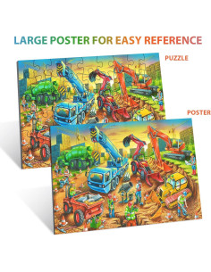 Rompecabezas de Piso OSBOO 60 Piezas Sitio de Construcción 3-10 Años 2