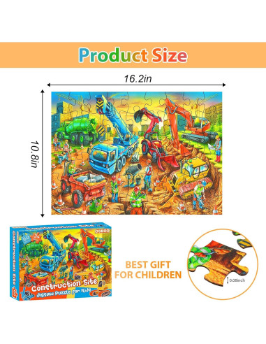 Rompecabezas de Piso OSBOO 60 Piezas Sitio de Construcción 3-10 Años