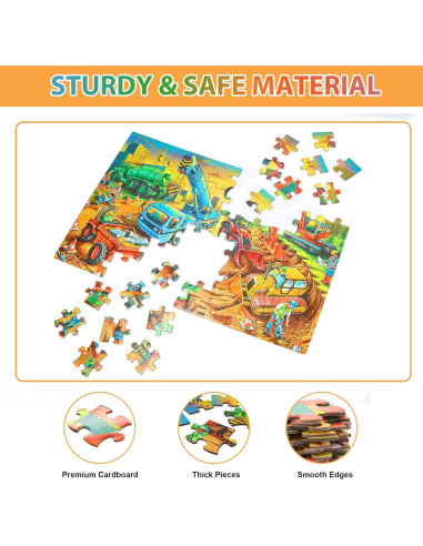 Rompecabezas de Piso OSBOO 60 Piezas Sitio de Construcción 3-10 Años