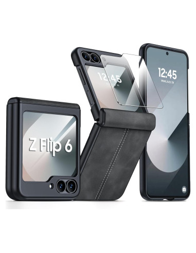 Funda de cuero para Samsung Galaxy Z Flip 6/7 FE - Negro