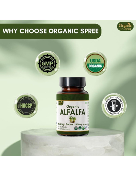 Tabletas de Alfalfa Orgánica 120 unidades Organic Spree Tabletas de Alfalfa Orgánica 120 unidades Organic Spree