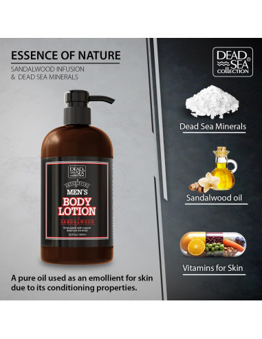 Loción Corporal Hidratante para Hombres Sándalo 500ml - Mar Muerto