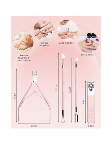 Kit de Cortadores de Cutículas Difenni 4 Piezas Profesional
