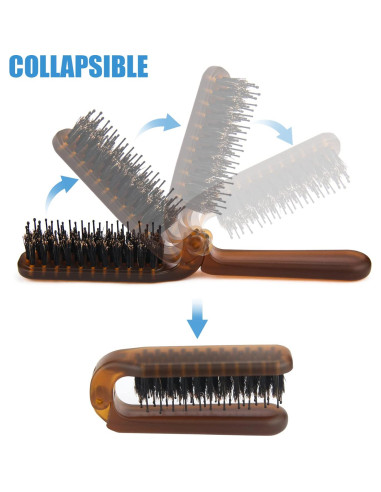 Cepillo de Pelo Plegable Ancable para Viaje - Cerdas de Jabalí y Nylon