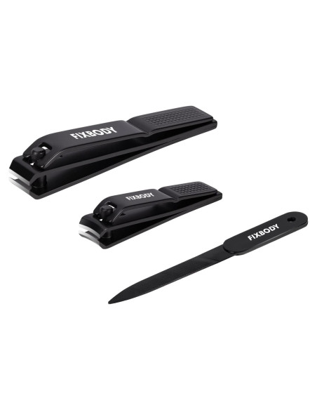 Juego de Cortauñas FIXBODY Acero Inoxidable Negro 2 Piezas Juego de Cortauñas FIXBODY Acero Inoxidable Negro 2 Piezas