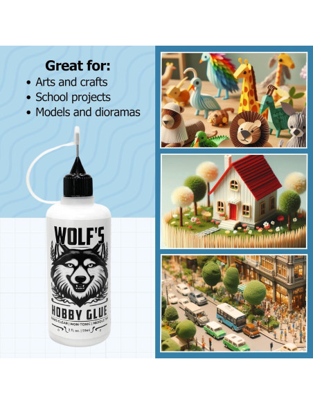 Pegamento Hobby Wolf 59ml con Punta de Aguja - Secado Transparente Pegamento Hobby Wolf 59ml con Punta de Aguja - Secado Transparente