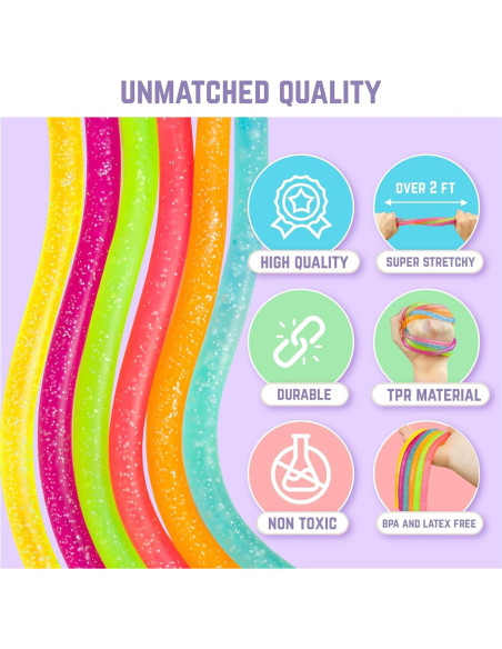 Cuerdas Elásticas BUNMO Brillantes - Paquete de 6 para Niños 3+ Cuerdas Elásticas BUNMO Brillantes - Paquete de 6 para Niños 3+