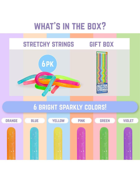 Cuerdas Elásticas BUNMO Brillantes - Paquete de 6 para Niños 3+ Cuerdas Elásticas BUNMO Brillantes - Paquete de 6 para Niños 3+