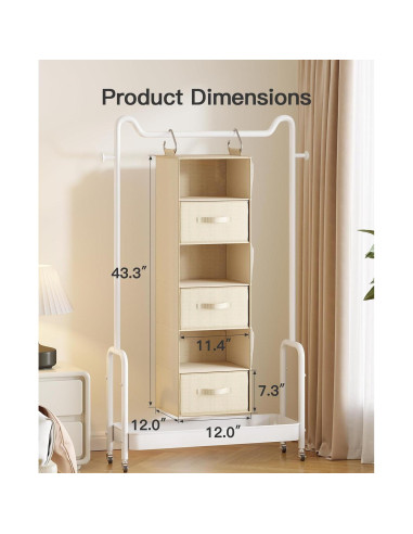 Organizador de Closet Colgante Pipishell 6 Estantes Beige