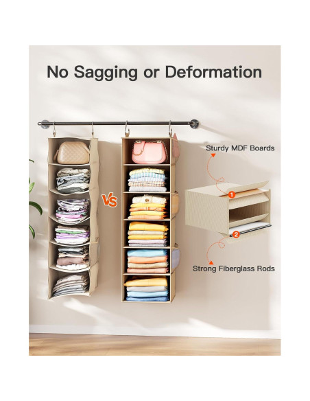Organizador de Closet Colgante Pipishell 6 Estantes Beige Organizador de Closet Colgante Pipishell 6 Estantes Beige