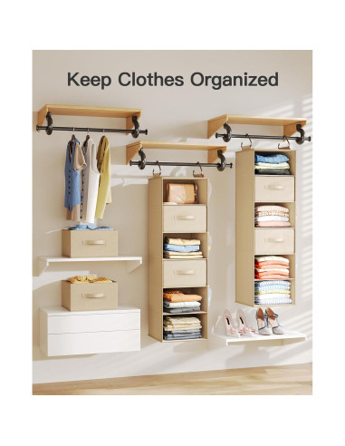 Organizador de Closet Colgante Pipishell 6 Estantes Beige
