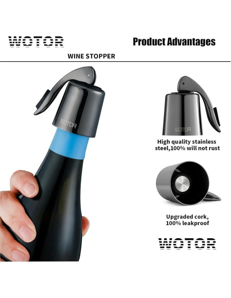 Tapones de Vino Reutilizables Acero Inoxidable y Silicona - 2 Unidades Tapones de Vino Reutilizables Acero Inoxidable y Silicona - 2 Unidades