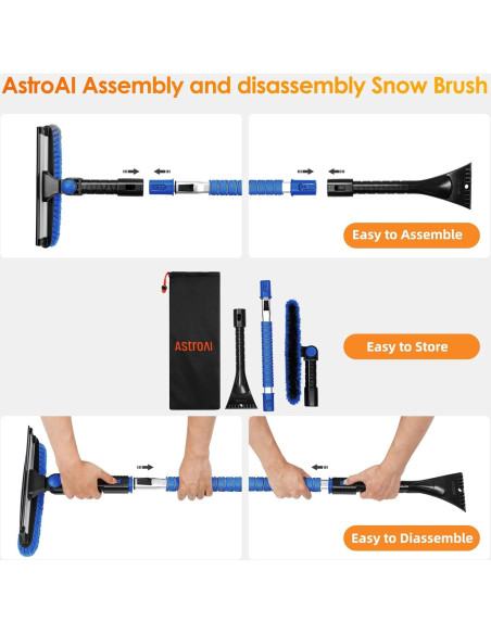 Raspador de Hielo 3 en 1 AstroAI 120 cm Telescópico Azul Raspador de Hielo 3 en 1 AstroAI 120 cm Telescópico Azul