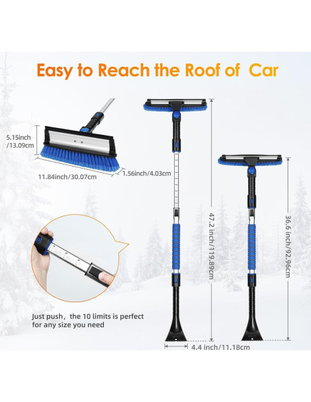 Raspador de Hielo 3 en 1 AstroAI 120 cm Telescópico Azul Raspador de Hielo 3 en 1 AstroAI 120 cm Telescópico Azul