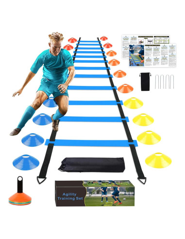 Conjunto de Entrenamiento de Velocidad YGORTECH - Escalera 6M + 16 Conos