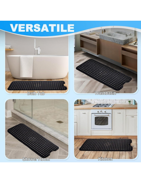 Alfombrilla de Baño Antideslizante Linoows 101.6x40.6 cm Negra Alfombrilla de Baño Antideslizante Linoows 101.6x40.6 cm Negra