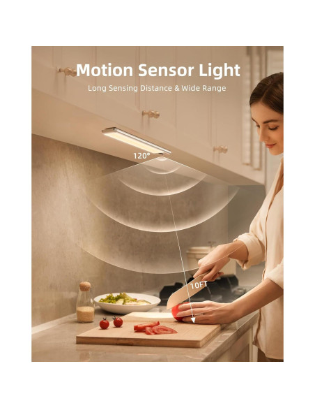 EZVALO Luces Bajo Gabinete Recargables con Sensor Movimiento 3 Pcs EZVALO Luces Bajo Gabinete Recargables con Sensor Movimiento 3 Pcs