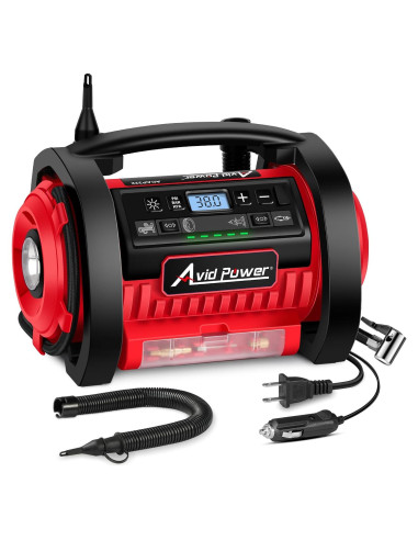 Compresor de Aire Portátil AVID POWER 12V/110V, Inflador Rápido