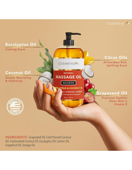 Aceite de Masaje Natural Cosmetasa 278 g - Hidratante Cítricos y Coco Aceite de Masaje Natural Cosmetasa 278 g - Hidratante Cítricos y Coco