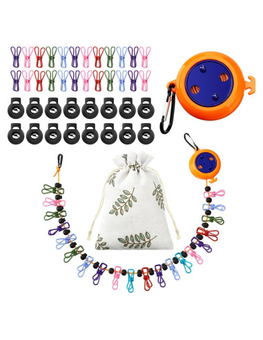 Cuerda de Ropa Portátil Windyun 7.92m con 24 Pinzas y Bolsa
