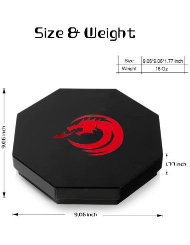 Bandeja para Dados DNDND Octagonal con Tapa de Terciopelo Rojo