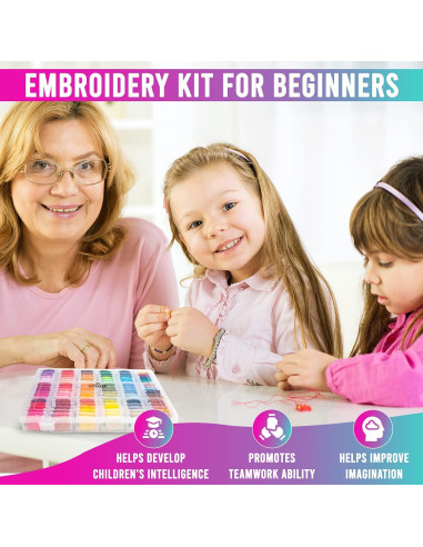 Kit de Hilos de Bordado ATTERET 108 Colores Algodón y Metálicos