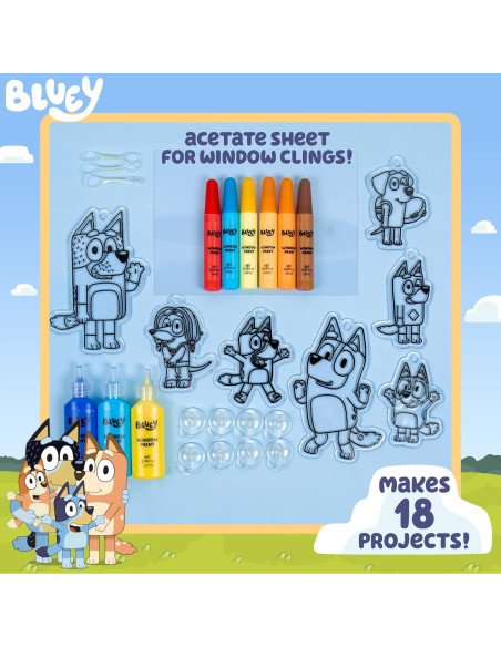 Kit de Arte de Ventana Bluey - Manualidades para Niños 6+ Kit de Arte de Ventana Bluey - Manualidades para Niños 6+