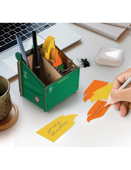 Soporte para lápices Genuine Fred Desk Dumpster con 100 notas Soporte para lápices Genuine Fred Desk Dumpster con 100 notas