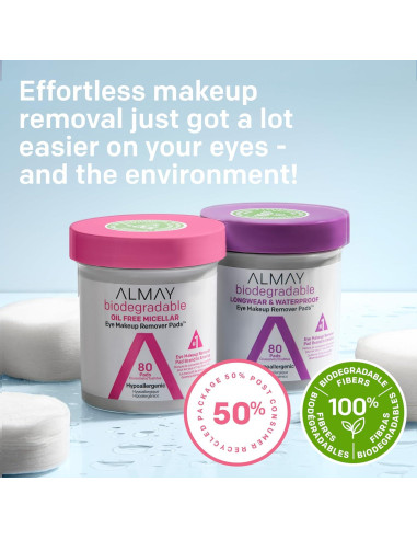 Almay Almohadillas Desmaquillantes Biodegradables 80 Unidades