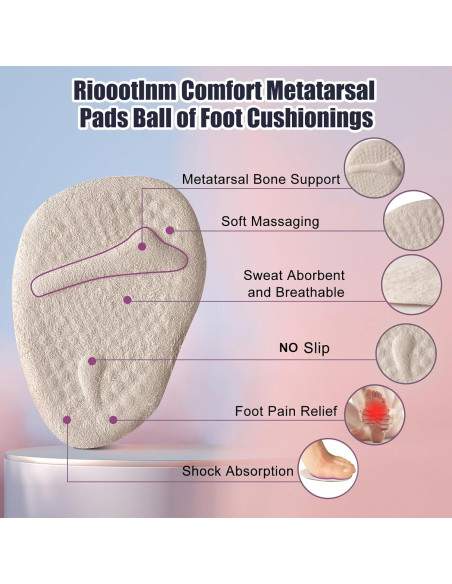Almohadillas Metatarsales Riootlnm 2 Pares Beige Antideslizantes Almohadillas Metatarsales Riootlnm 2 Pares Beige Antideslizantes