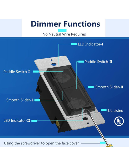 Interruptor Regulador Doble LIDER LED Negro 1 Polo Sin Neutro Interruptor Regulador Doble LIDER LED Negro 1 Polo Sin Neutro