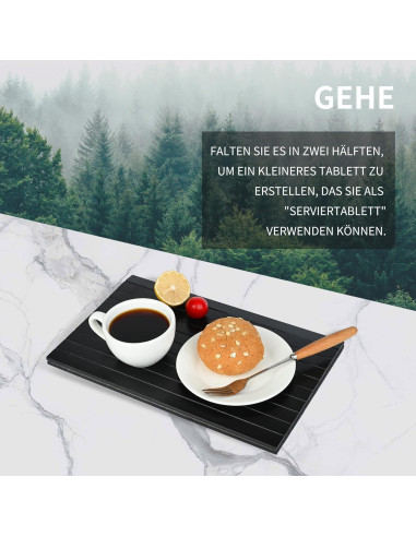 Mesa Bandeja Plegable para Sofá GEHE de Bambú Negro 33.7x41.9cm