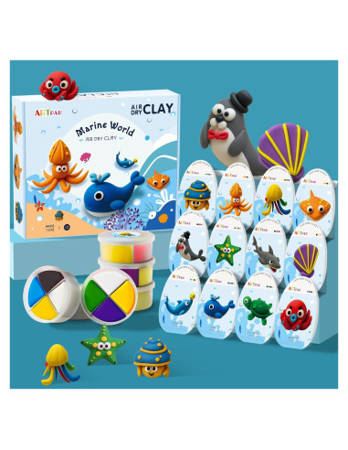 Kit de Arcilla Secada al Aire ARTPAR para Niños 12 Animales Marinos