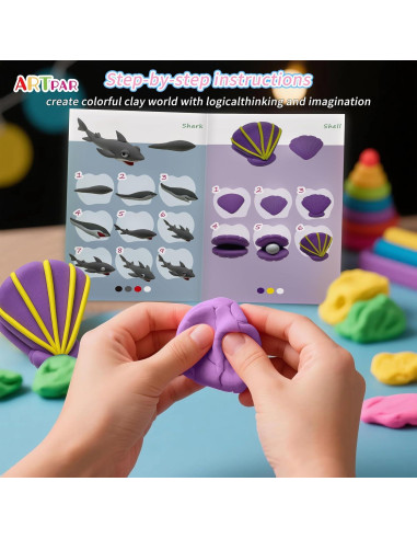 Kit de Arcilla Secada al Aire ARTPAR para Niños 12 Animales Marinos
