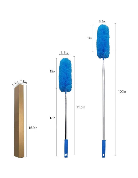 Plumero Extensible DELUX de Microfibra 254 cm, Cabeza Flexible Plumero Extensible DELUX de Microfibra 254 cm, Cabeza Flexible