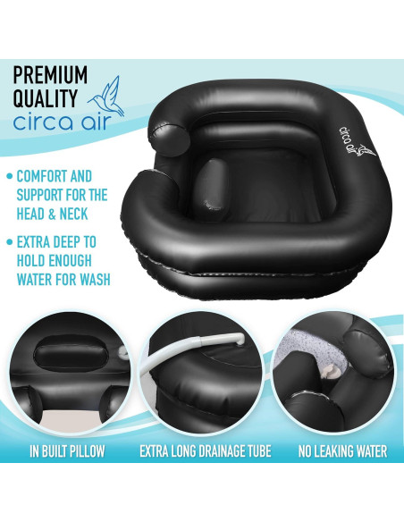 Basin de Lavado de Cabello Inflable Circa Air - Negro 62x50cm Basin de Lavado de Cabello Inflable Circa Air - Negro 62x50cm