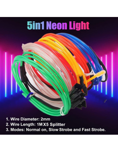 Tira de Neón Brillante 1M Multicolor Nuestra Mejor - 5 Modos