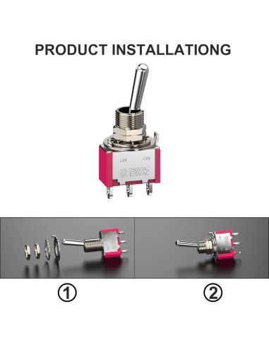 Interruptor de Palanca SPDT DIYhz 5A 125V 2A 250V 10 Piezas