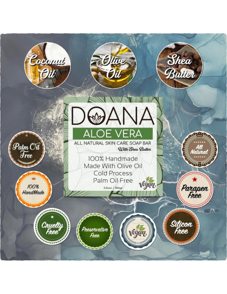 Jabón de Aloe Vera Doana 99g con Manteca de Karité Vegano Jabón de Aloe Vera Doana 99g con Manteca de Karité Vegano
