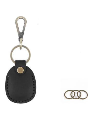 Soporte de tarjeta de acceso Temvue de cuero negro para Air Tag