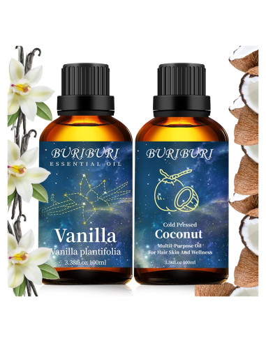 Aceite Esencial de Vainilla y Coco BURIBURI 100ml Pack de 2